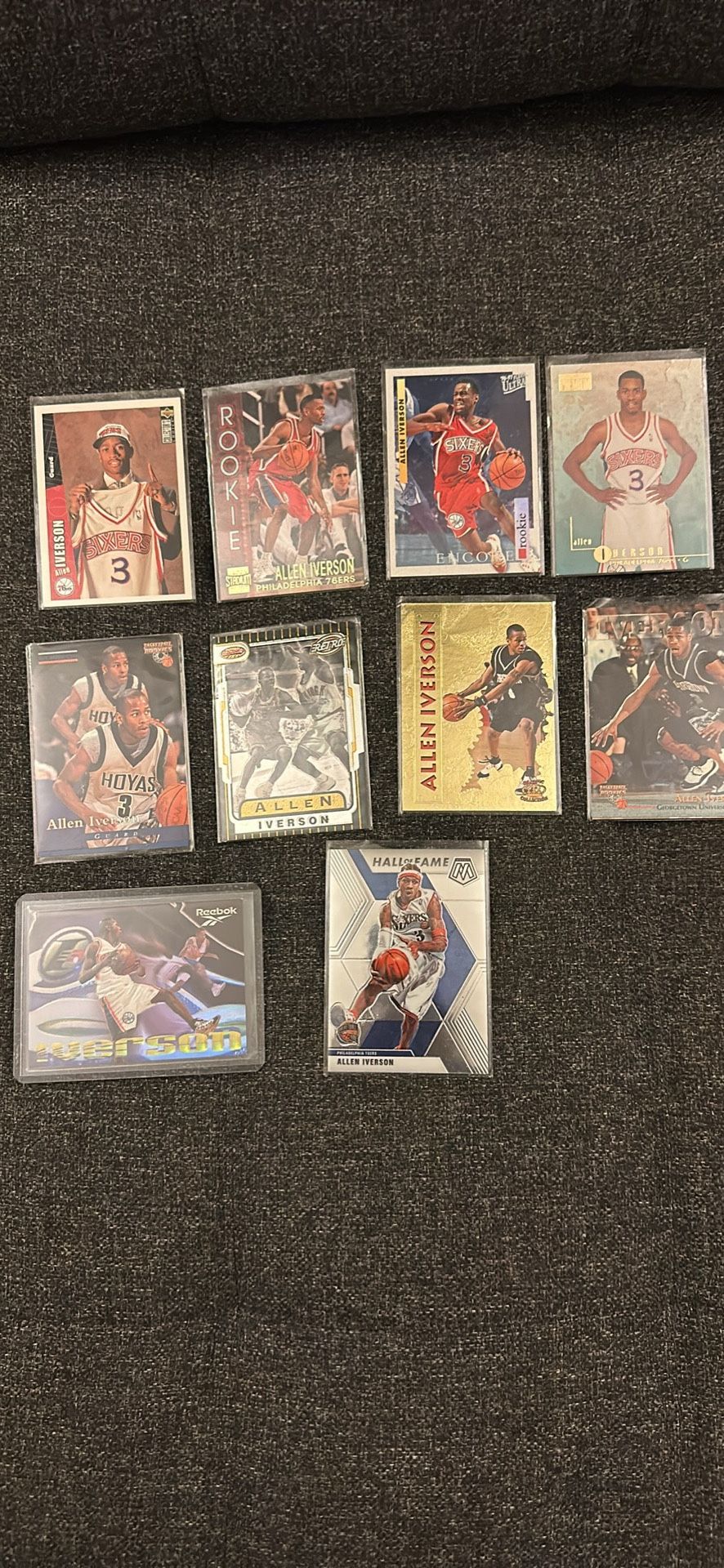NBA Basketball Allen Iverson 10 Card Lot With Rookie, Philadelphia Sixers (RC)