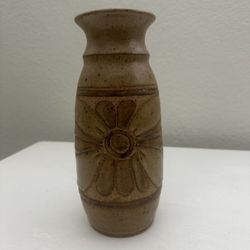 Vintage Boho MCM Handmade Pottery Flower Daisy Vase 