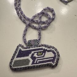 Hand Beaded Seahawks Necklace 