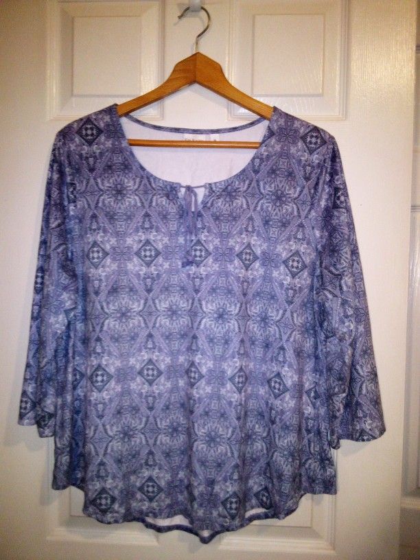 Kim Rogers Blue Extremely Soft And Comfortable Long Sleeve Shirt Size XL