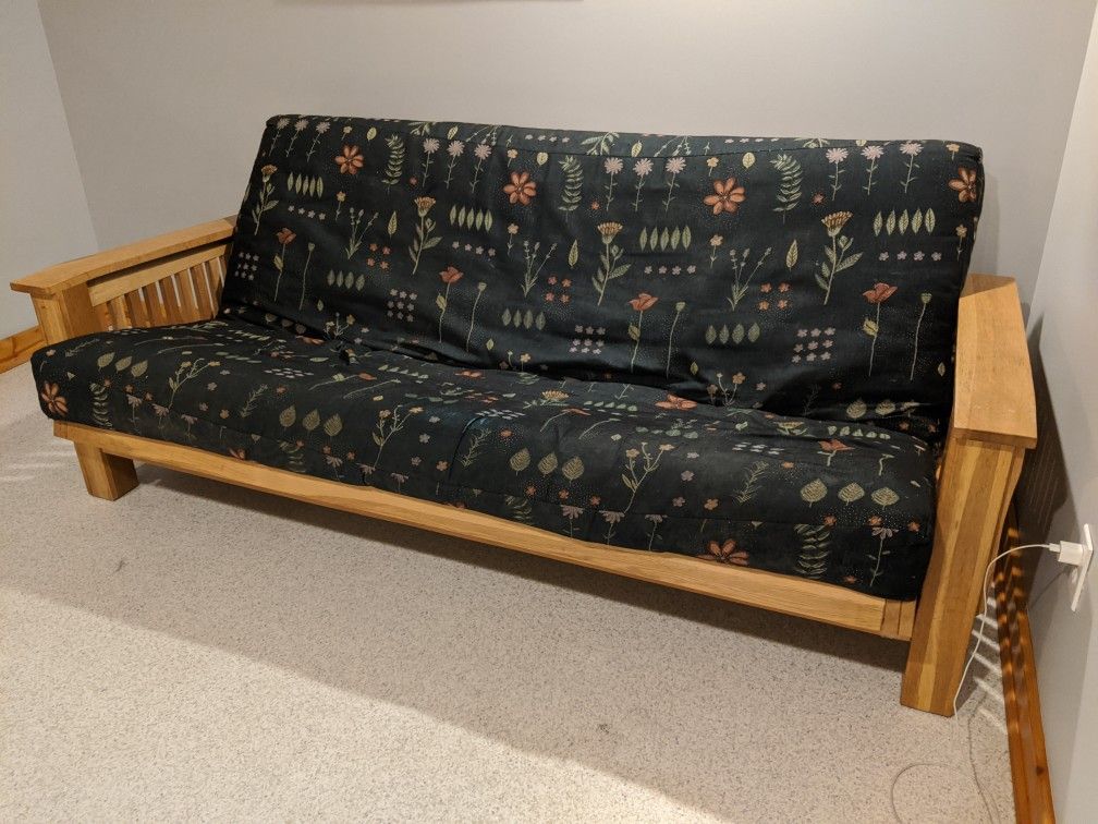 Solid wood futon frame and mattress