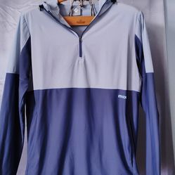 Moxie Hooded Windbreaker Pullover Men’s L Blue Colorblock Quarter Zip

