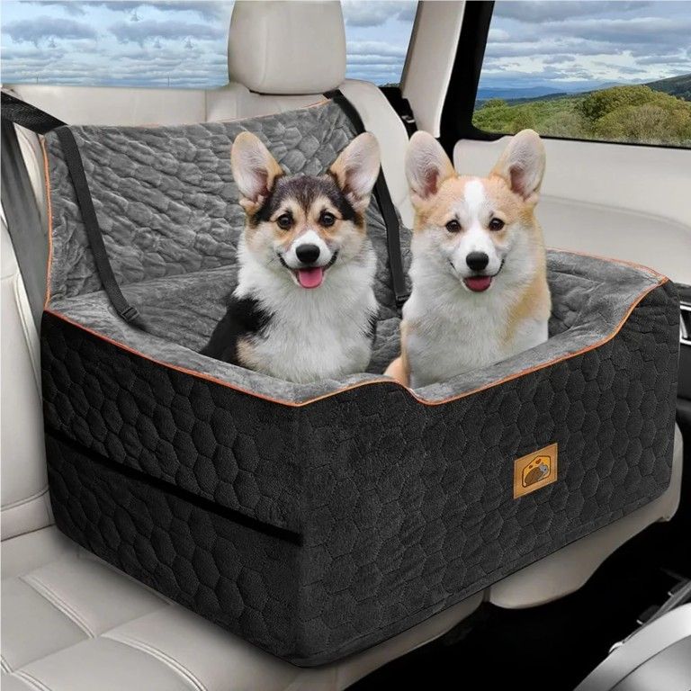 Dog Car Seat for Medium/Large Dog Booster Seat for Dogs Under 60 lbs or 2 Small Dogs, Multi-Functional Pet Car Seat with Thick Cushion, 2 Safety Leash