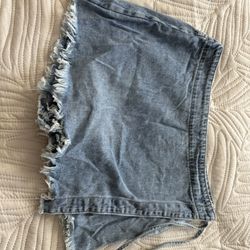 Rewash Angelkiss Denim Skort Skirt Shorts Women’s 7/28 Blue Frayed Hem