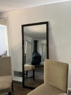 Large Floor Mirror Dark Brown Frame