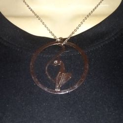 Silvertone Necklace With Silver Tone Cat Pendant