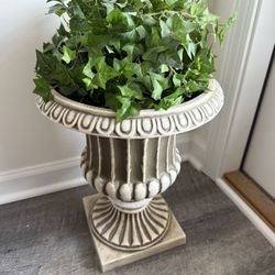 Urn Planter with Artificial Greenery (21” Tall)