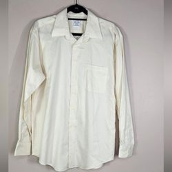 Pronto Uomo Button Down Dress Shirt Mens Size 16.5 34/35 Fitted Non Iron Cotton
