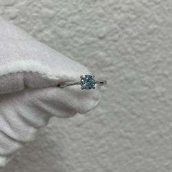 14K White Gold IGI Certified 0.68 VVS2 Fancy Intense Blue Diamond Ring 
