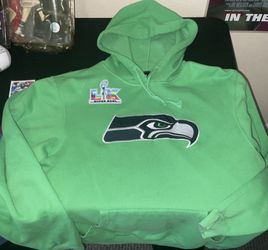 SEATTLE SEAHAWKS SUPER BOWL LX Emerald Green FLEECE Hoodie Adult mens size Large Excellent  SB 60! Champs 