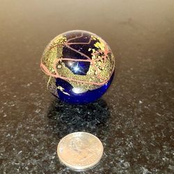 Vintage GES Art Glass Paperweight – Blue & Gold – Eye Studio Original