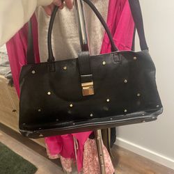 H&M Black Bag With Gold Polka dot Accents 