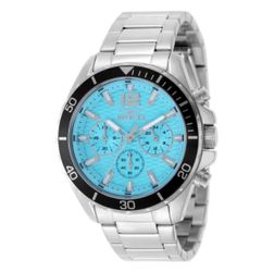 Invicta Chronograph Watch Silver Bracelet Teal Dial
