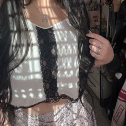 White X Black Lace Cami