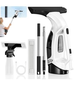 🔥Brand new🔥 Window Vacuum Squeegee Cordless with Extendable Pole 31-40", 2000Pa Electric Window Cleaner with 2200mAh and 150ml Dirty Water Tank, Lon