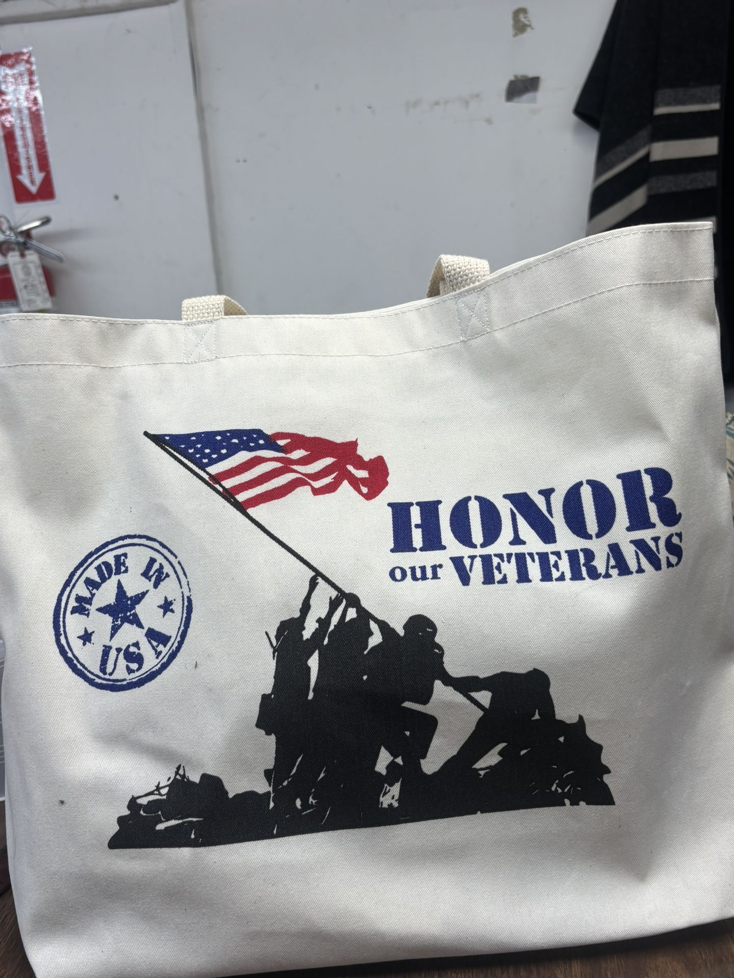 Support Our Veterans. Canvas USA Made Tote Bags.
