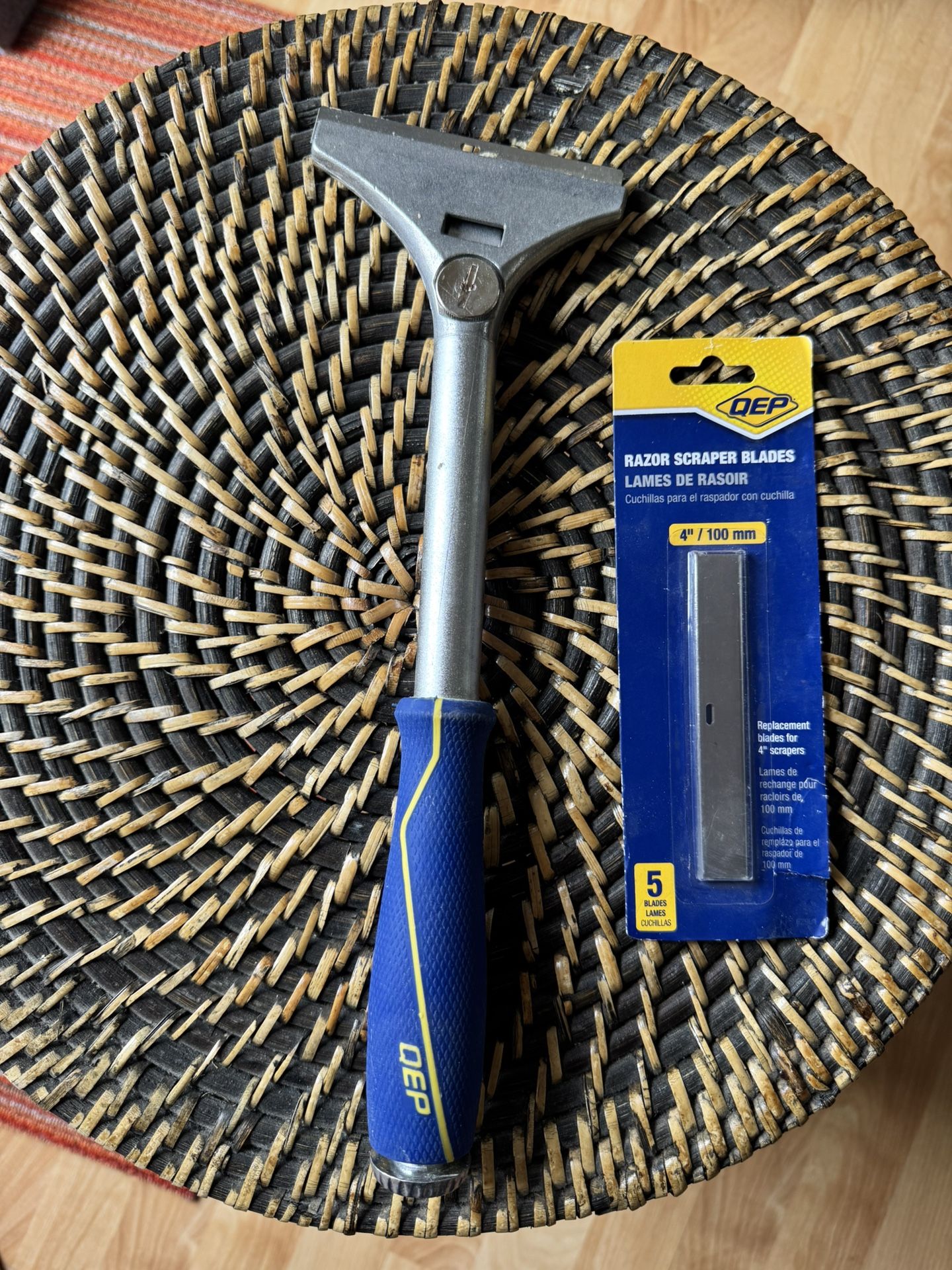 QEP Floor And Wall Razor Scraper With 4 Inch Stainless Steel Blade 5.25 Inch Handle