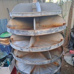 $700 A VINTAGE INDUSTRIAL 6 TIER ROTATING HARDWARE AND PARTS ORGANIZER 