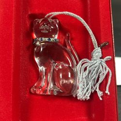 Lenox Vintage Pave Cat With Pave Jewels On Collar Full Lead Crystal