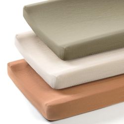 Lulumoon Baby Changing Pad Cover: Boho Muslin Diaper Changing Table Pad Cover - 3pk