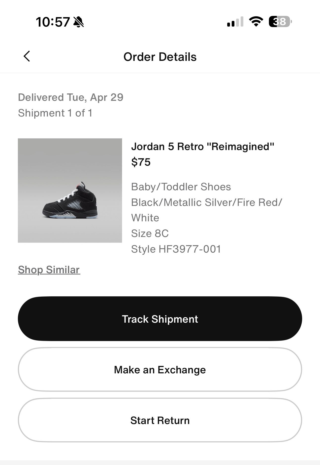 Air Jordan 5s Size 8c