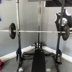 Full Gym Set  With Ez Curl Bar  And Pull Bar 