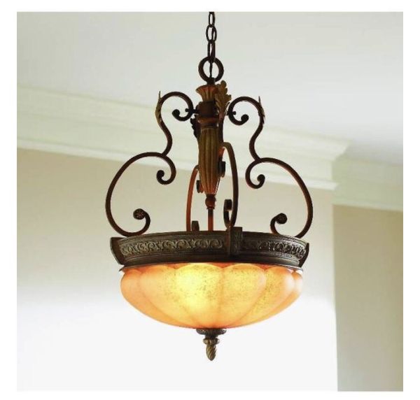 Hampton Bay Chateau Deville 3 Light Walnut Bowl Pendant For Sale