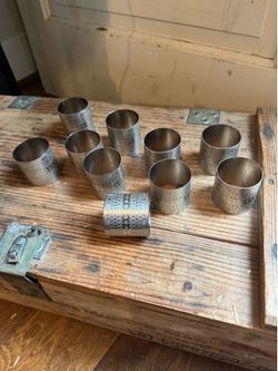 Set of 10 Silver-Tone Engraved Napkin Rings