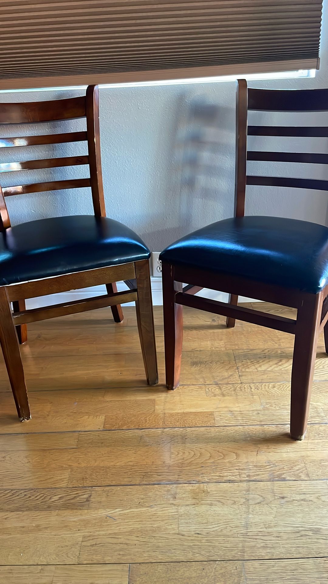 Pair Of Eukya Metal Ladder Back Wood Dining Chairs