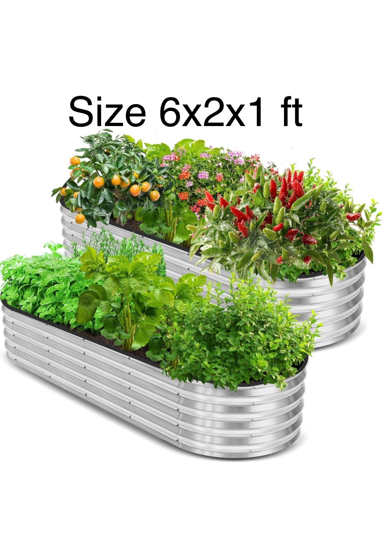 Set of 2 Metal Raised Garden Bed Planter Box Outdoor Size 6x2x1 feet #2 New Condition in Box