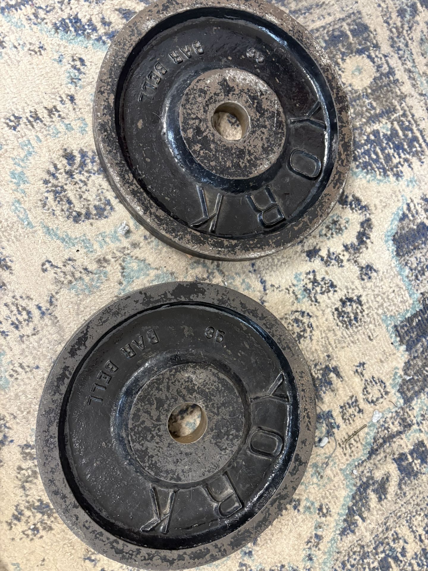Vintage York Deep Dish 35 LB Weight Plates - Rare Iron Era Classic
