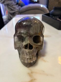 Polished fluorite Crystal Stone Carved Skull Sculpture