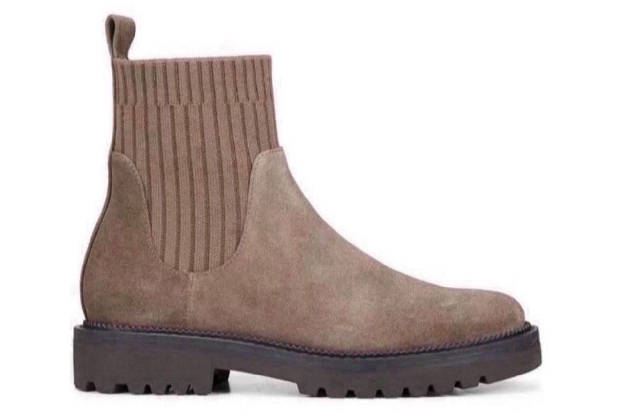 Blondo Hallie Pull On Waterproof Ankle Suede Boot Bootie Dark Taupe In New Condition