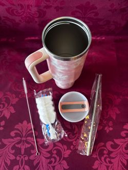40 oz tumbler with handle Leak Proof Travel Mug/ Vaso con tapadera y popote