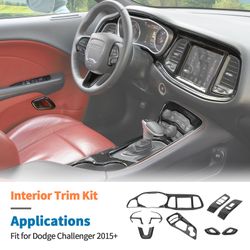 JeCar 13pcs Carbon Fiber Interior Trim Kit Overlay – 2015+ Dodge Challenger Interior Accessories