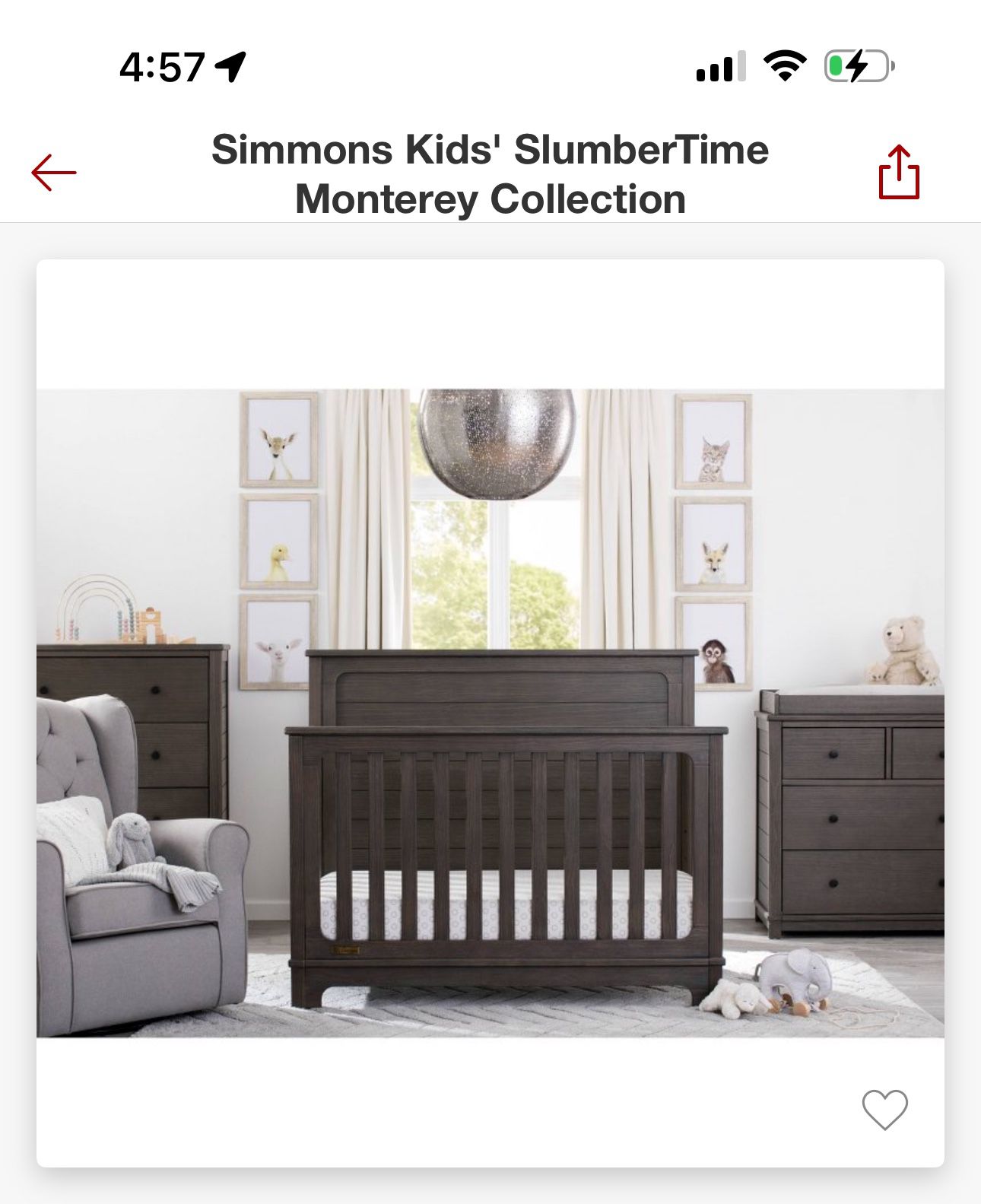 Simmons kids Slumber time 4 In 1 Convertible Crib Set