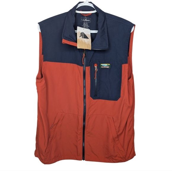 LL Bean Mountain Classic Vest Color block Mens Medium Nylon Unlined Full Zip