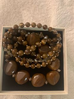 Brown Stone Bead Jewelry Set
