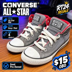 Converse All Star Mid Gray Red Kids Size 4