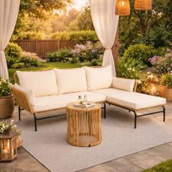 Outdoor Boho Patio Sectional Couch 