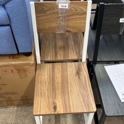 VASAGLE Dining Chair Rustic Wood Chairs with Metal Steel Frame Set of 2 - Wheat Brown / Cloud White  