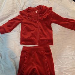 Baby Clothes Size 12 Months Red Velvet Jacket And Pant Set