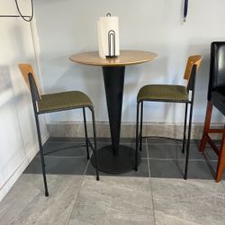 Two Barstools With Bar Table