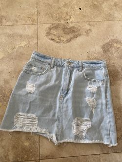 Mini Skirt Jean Distressed 