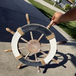 Ocean Natutical Wood Wheel Ship
