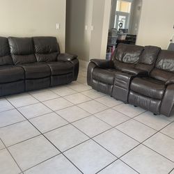 LEATHER RECLINING SOFA AND LOVESEAT FROM EL DORADO FURNITURE