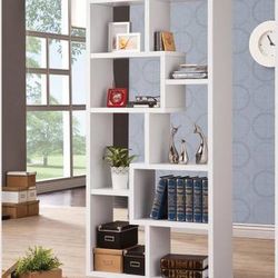 Bookcase With Random Boxes In White Finish! Lowest Prices Ever!