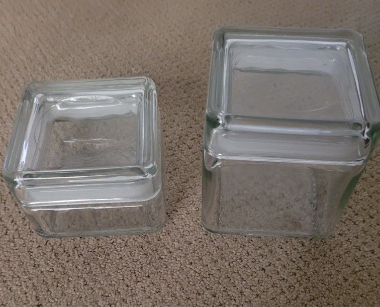 Set Of Two Heavy Glass Containers