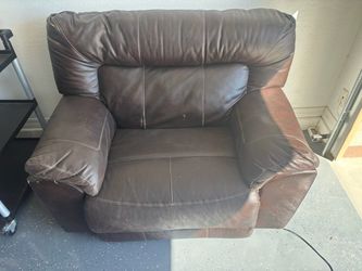 Brown Leather Oversized Accent Chair