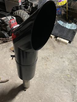 Black miter angle cut diesel smoker exhaust 4” inlet 8” tip 36” long